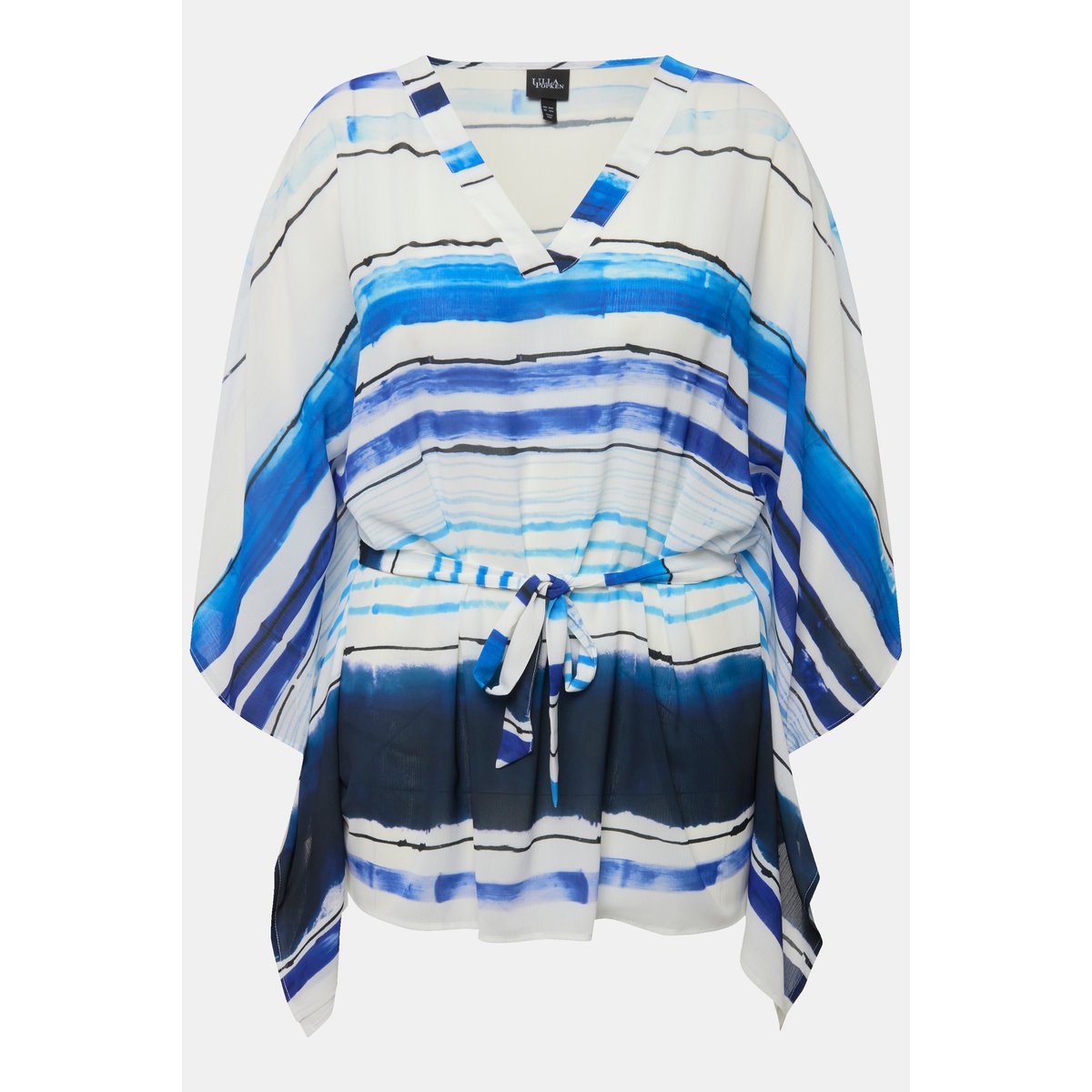 Tunique en mousseline oversized. Décolleté marine, ULLA POPKEN
