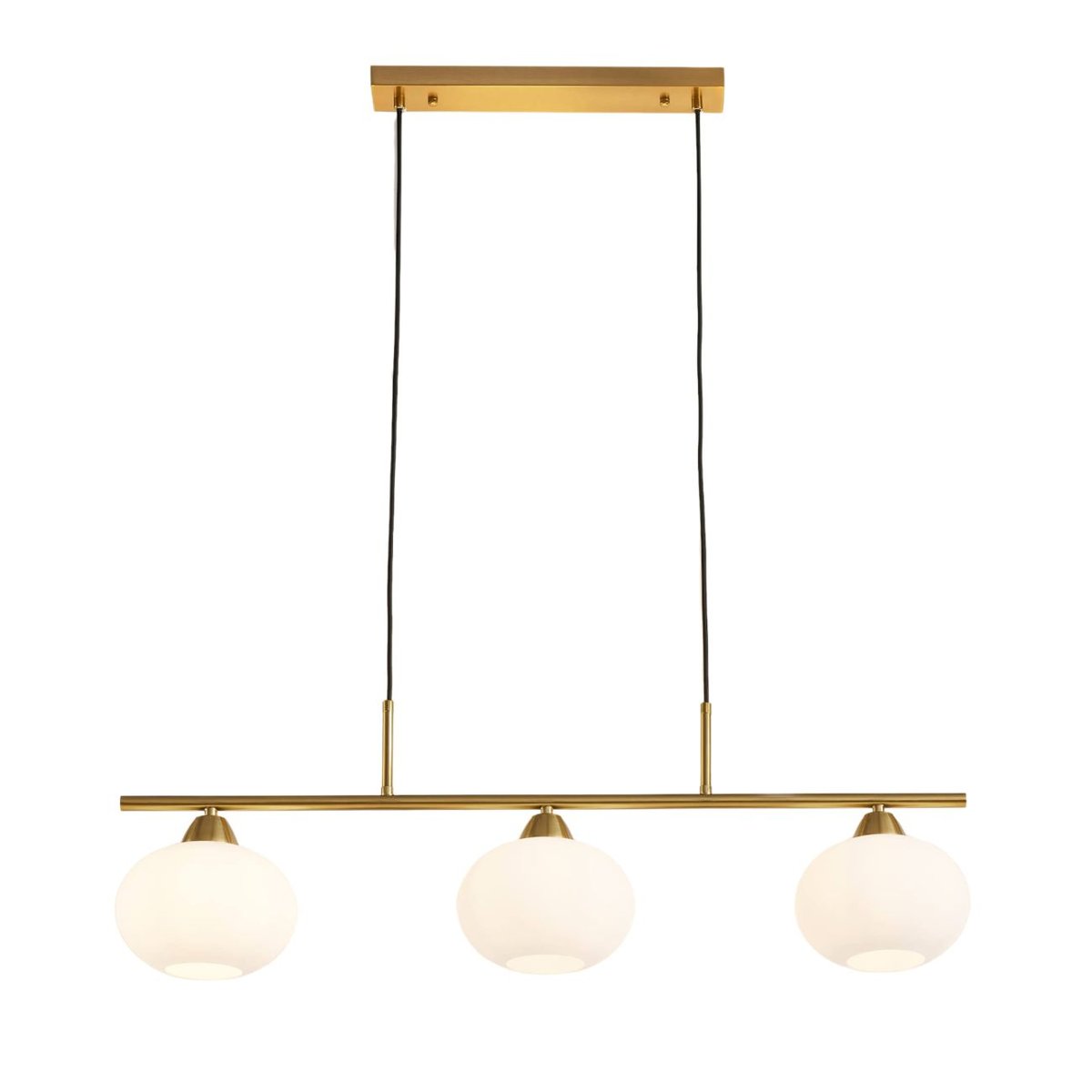 Suspension avec abat-jours en verre - ALCYONE laiton et blanc, KOSILUM