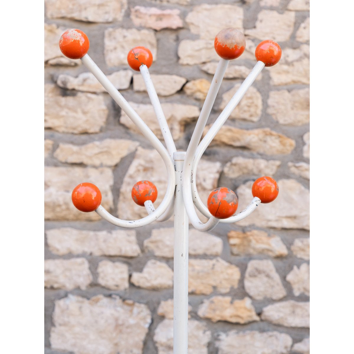 Porte-manteau en métal et bois blanc et orange Max N°470 - Bon état blanc, DEBONGOUT