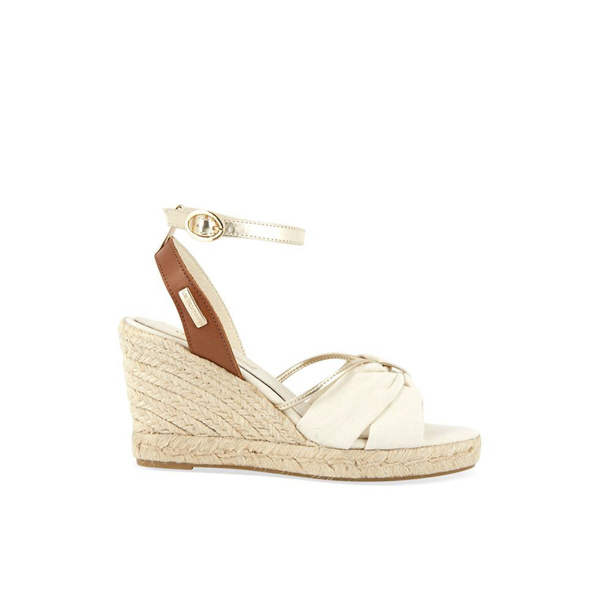 Sandales compensees corde lacage cheville La Redoute Collections Plus dore La Redoute
