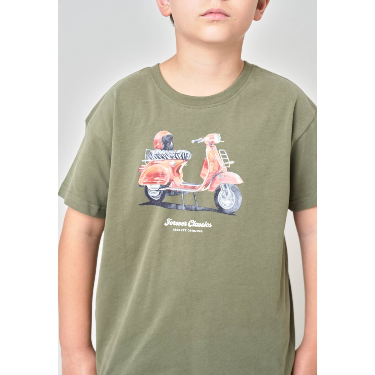 T-shirt regular garçon en 100% coton avec imprimé scooter vintage JUICY khaki, DEELUXE