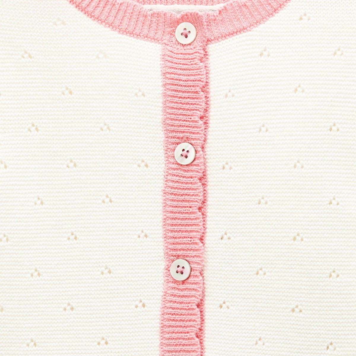 Cardigan en pointelle en coton ecru, BOUT'CHOU