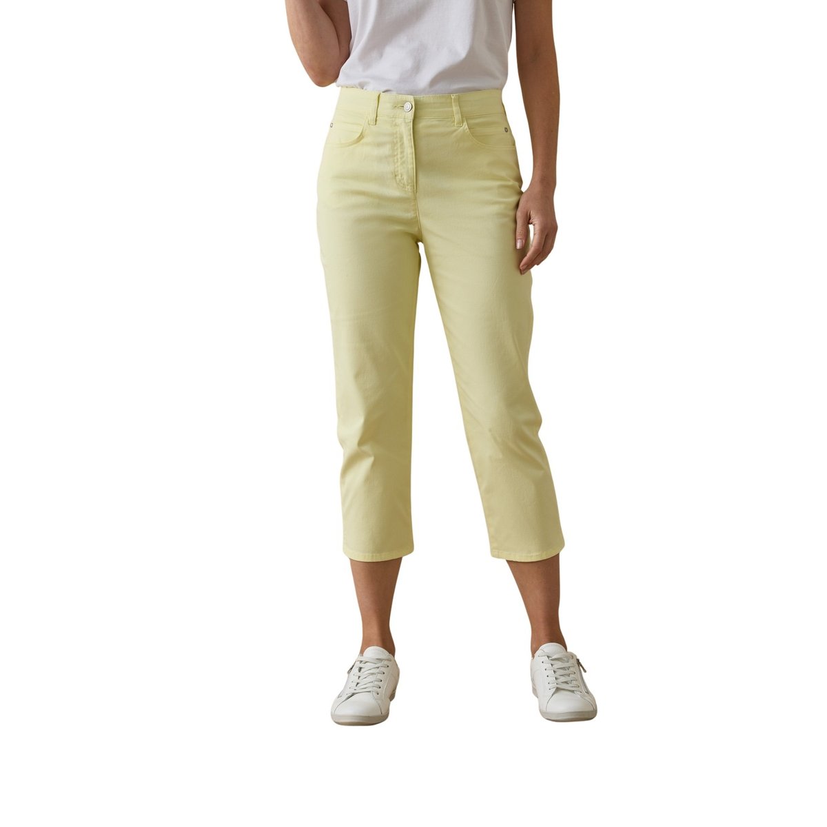 Pantacourt en gabardine avec élastique jaune, DAXON