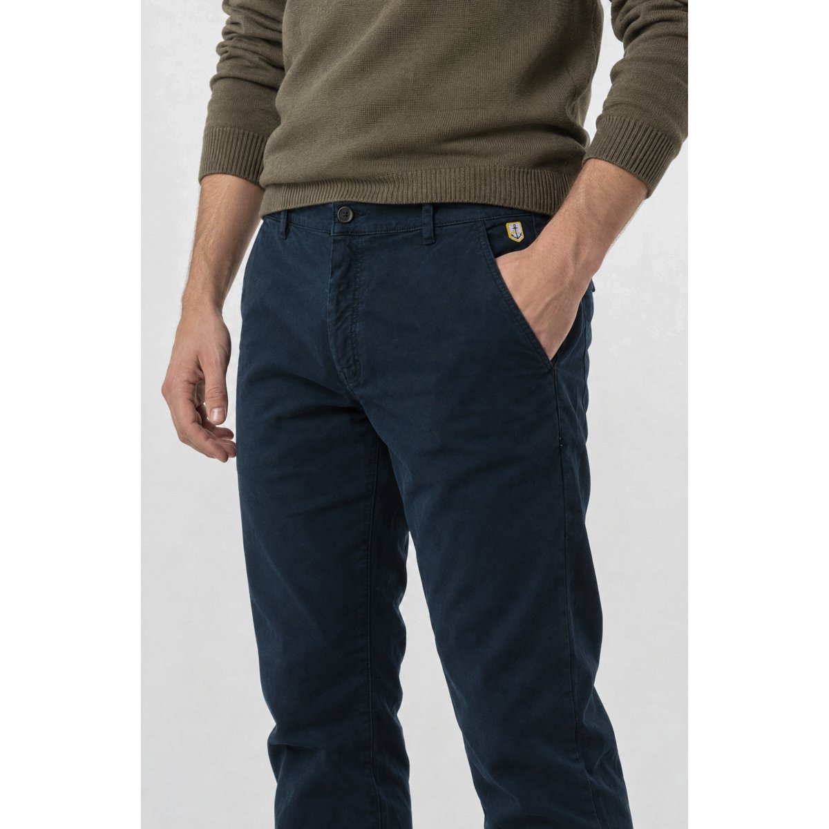 Chino coupe droite en coton rich navy, ARMOR-LUX