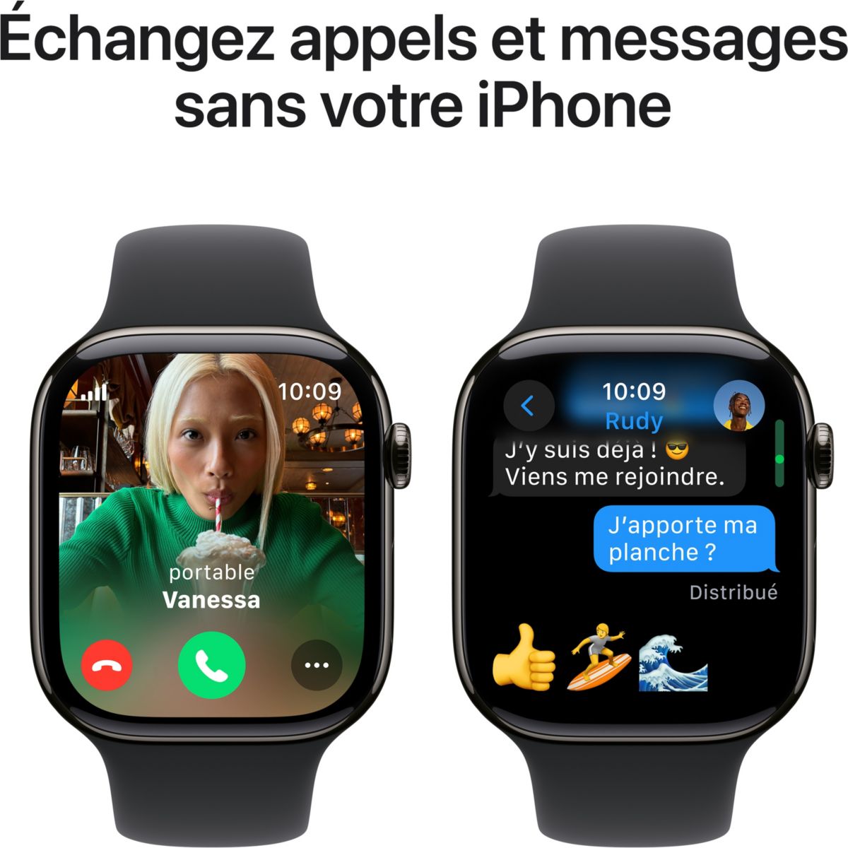 Montre connectée Serie 10 46mm Titane Ardoise M/L Cell noir, APPLE