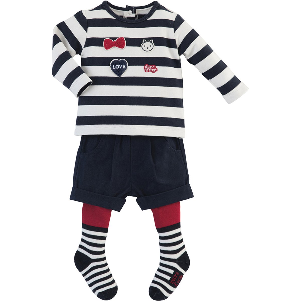 Ensemble 3 pieces fille marin sucre d'orge bleu, SUCRE D'ORGE