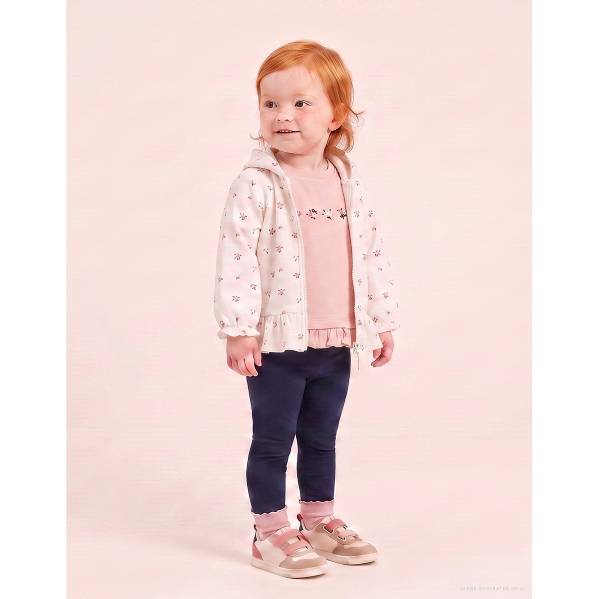 Ensemble de jogging 3 pièces en coton avec imprimé floral blanc, ZIPPY