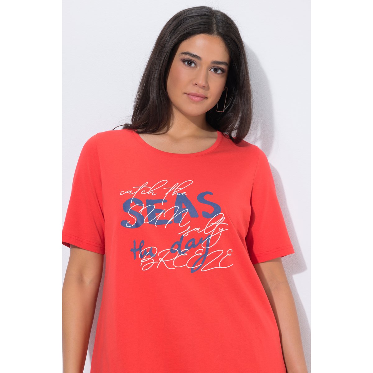 T-shirt avec message corail, ULLA POPKEN