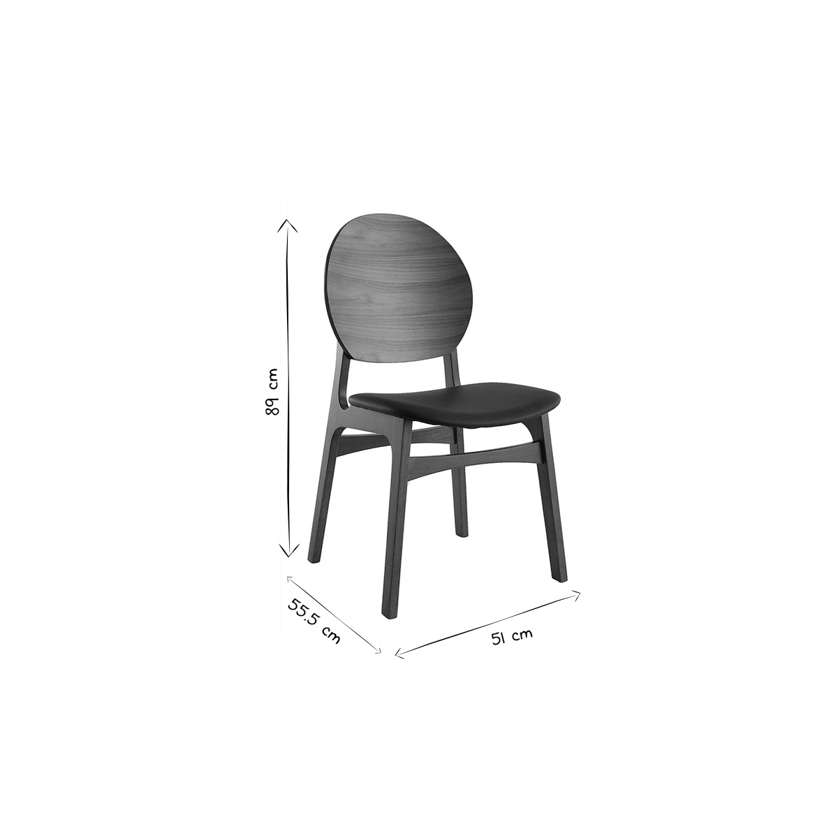 Chaises en bois foncé (lot de 2) ELTON noyer / noir, MILIBOO