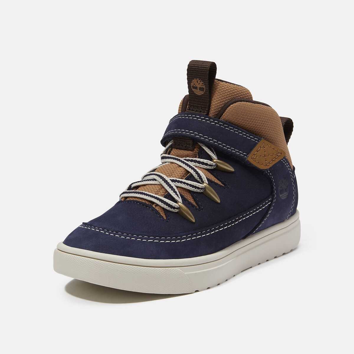 Kids Lisbon Street Mid Lace Elasticated Lace Trainers navy blue, TIMBERLAND