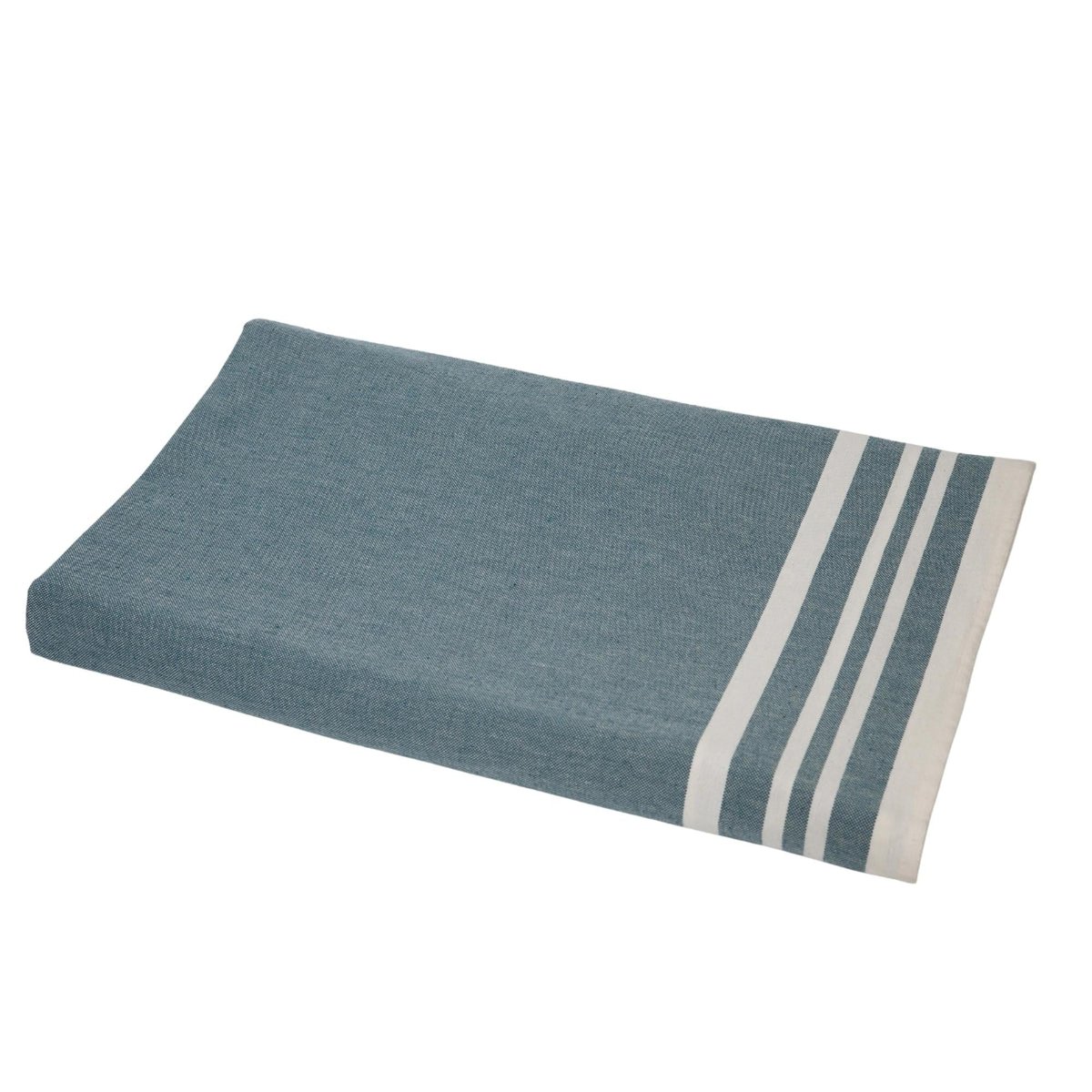 Chemin de table coton MAHDIA bleu pétrole, FEBRONIE