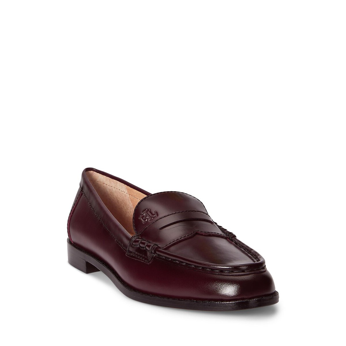 Mocassini Wynnie in pelle glacé rosso scuro, LAUREN RALPH LAUREN