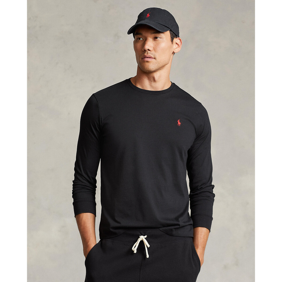 T-shirt manches longues Custom Slim Fit noir, POLO RALPH LAUREN