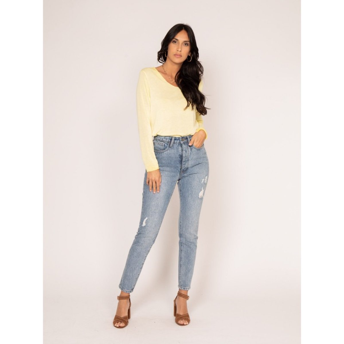 Jean Droit Taille Haute Eloise bleu clair, DONA LISA