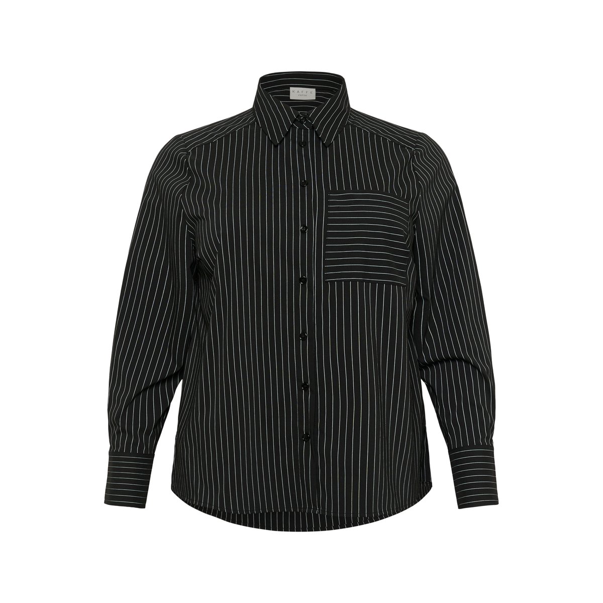 Chemise à manches longues noir blanc black/chalk pinstripe, KAFFE CURVE