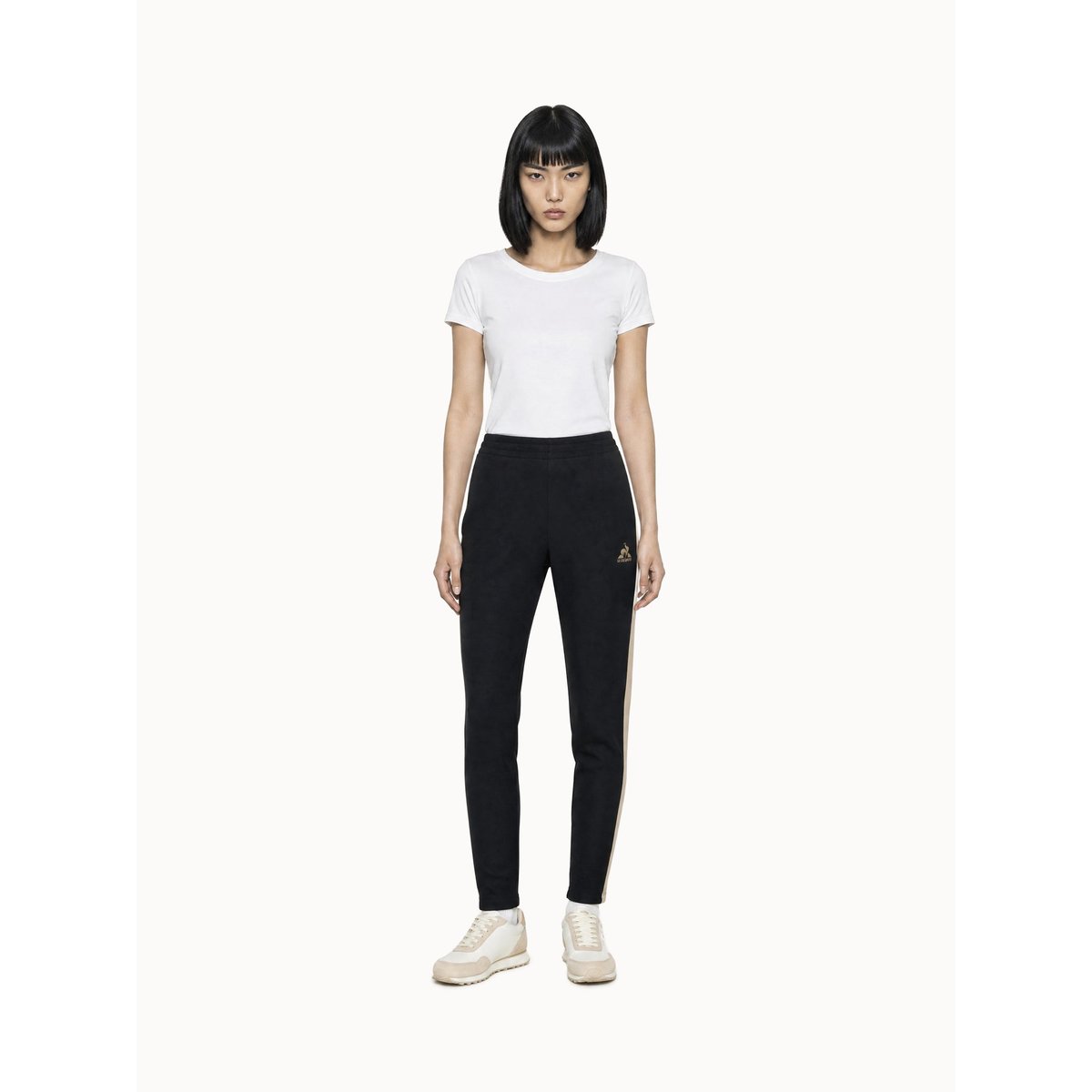 Pantalon en double face avec bandes côtés contrastées NOEL black/safari, LE COQ SPORTIF