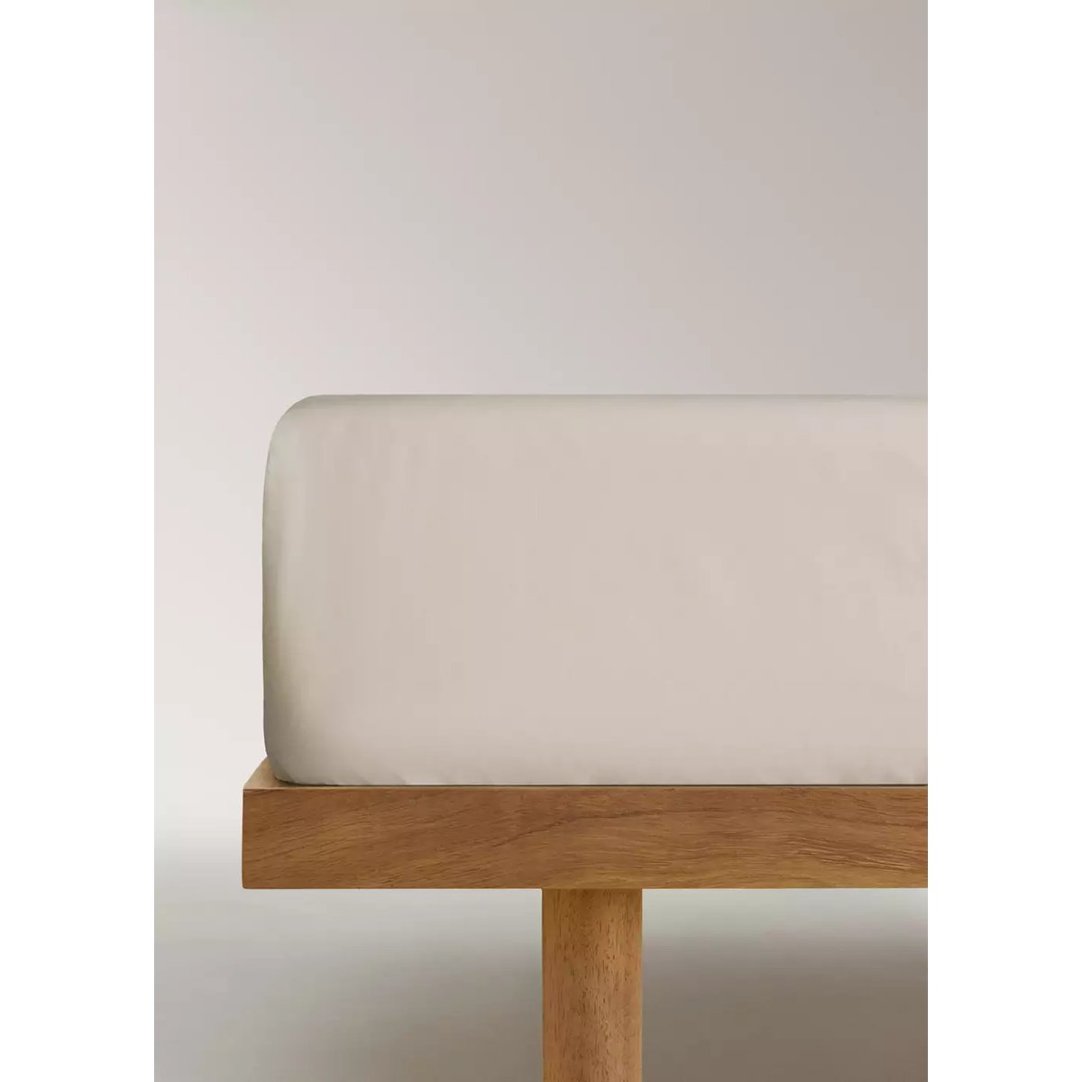 Drap-housse percale de coton 500 fils lit 180 cm sable, MANGO HOME
