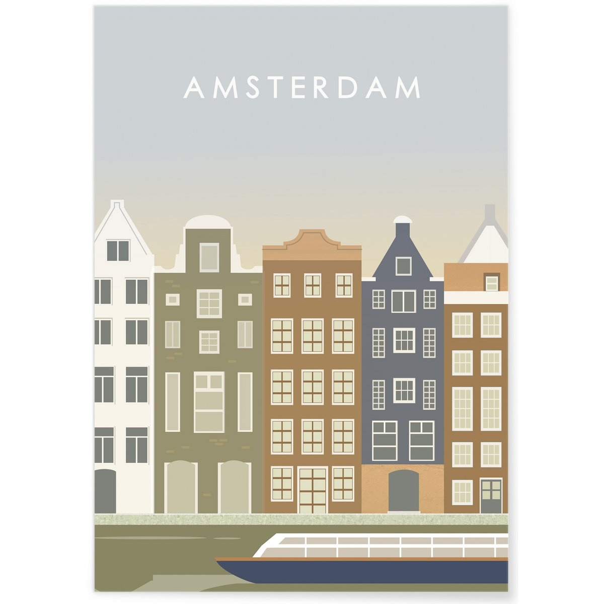 Poster Amsterdam blanc, L'AFFICHERIE
