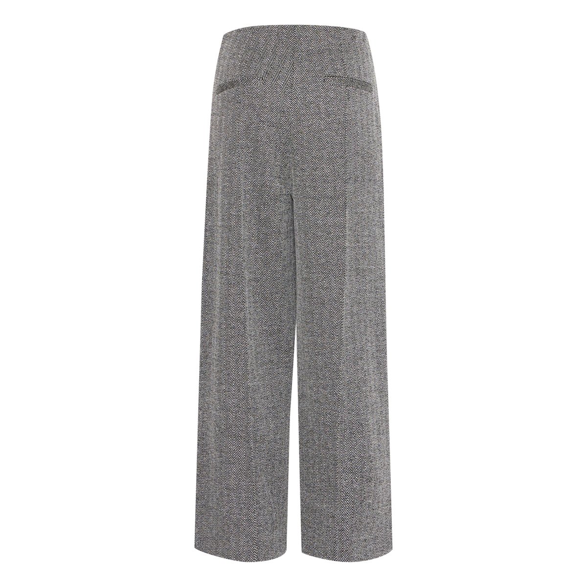 Pantalon décontracté noir blanc black/white herringbone, ICHI