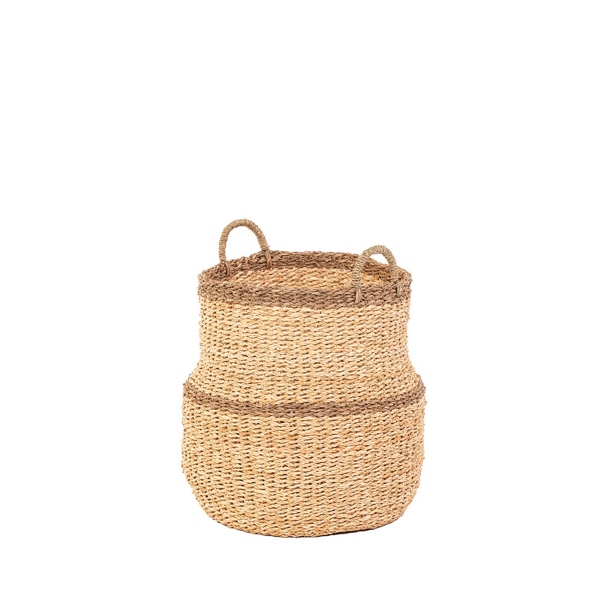 Panier jonc de mer naturel et brun v002237, MAISON AUBERTIN