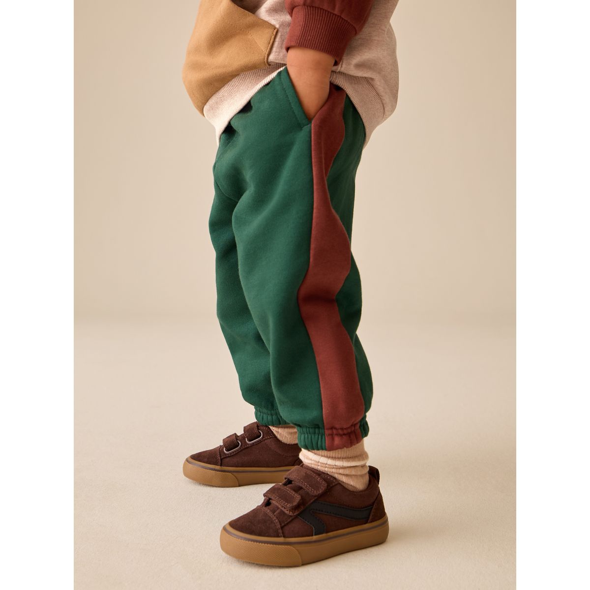 Sweat à capuche/pantalon jogging color-block bourgogne/écru/vert, NEXT