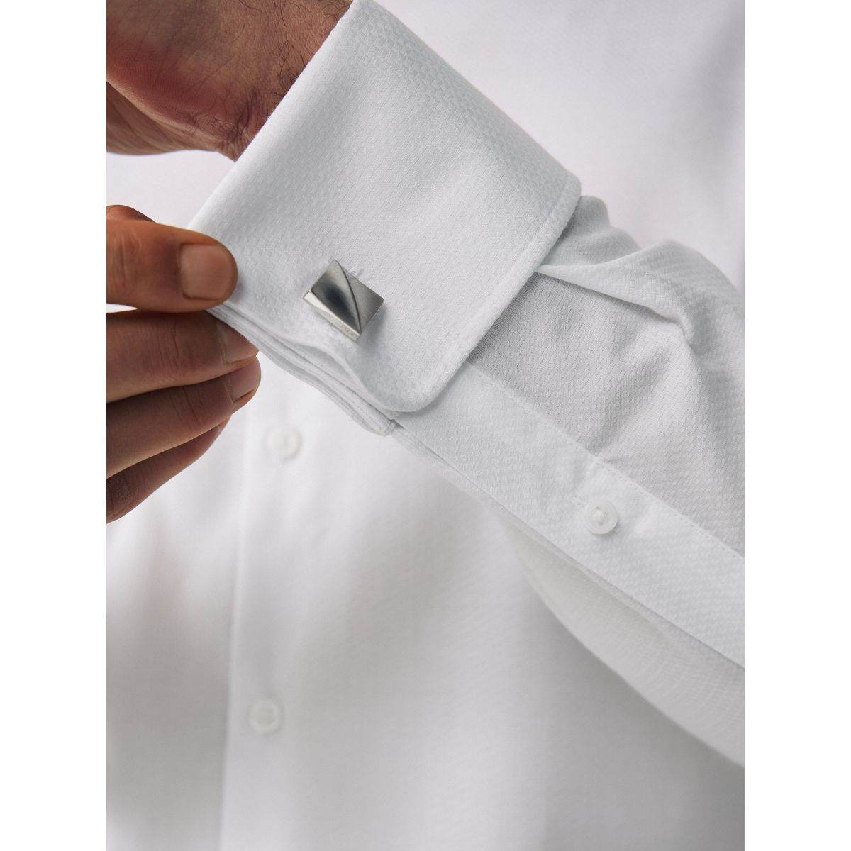 Chemise habillée texturée coton majoritaire blanc, NEXT