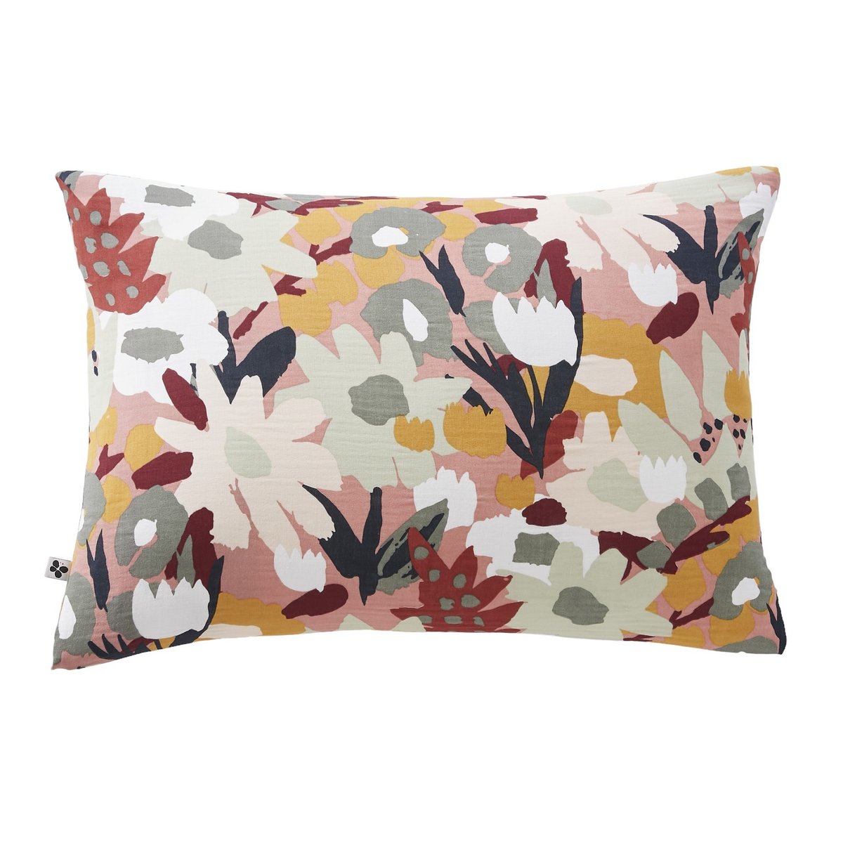 Taie d'oreiller en gaze de coton Fleurs de Leane jaune, EDEN