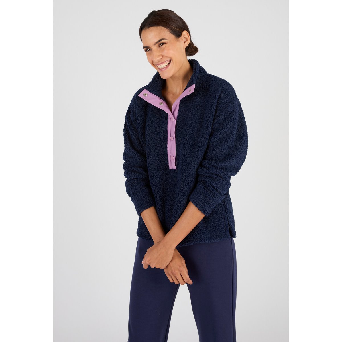 Sweat-shirt Thermolactyl maille polaire bleu marine, DAMART