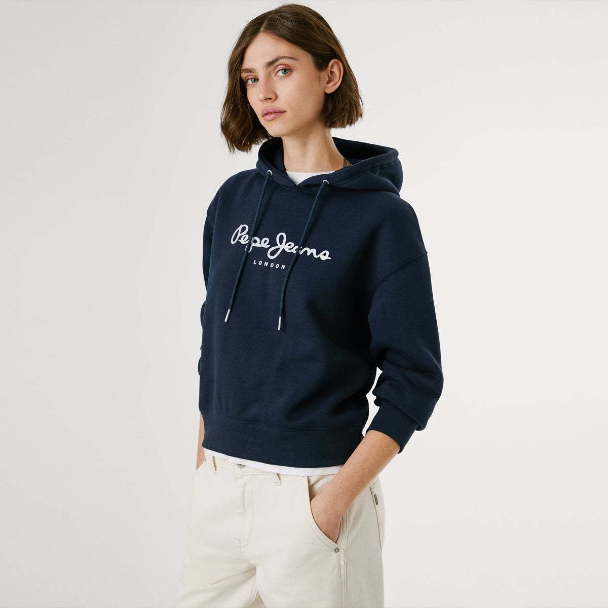 Sweat À Capuche Avec Logo bleu dulwich, PEPE JEANS