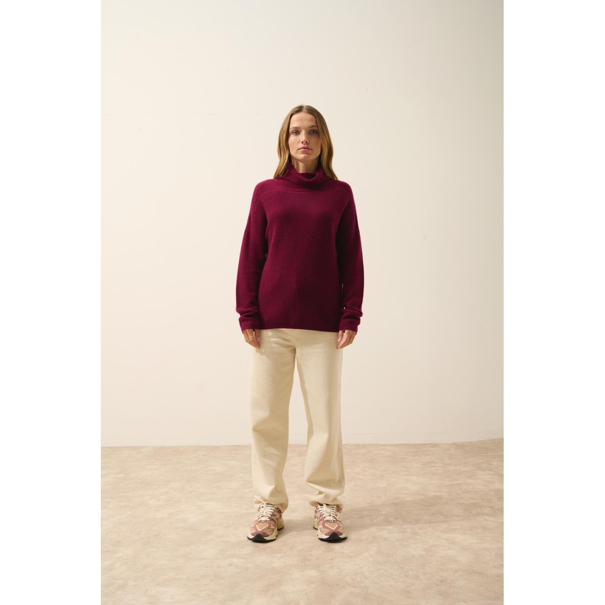 Pull Col Roulé Bordeaux Blantyre bordeaux, JUST CASHMERE