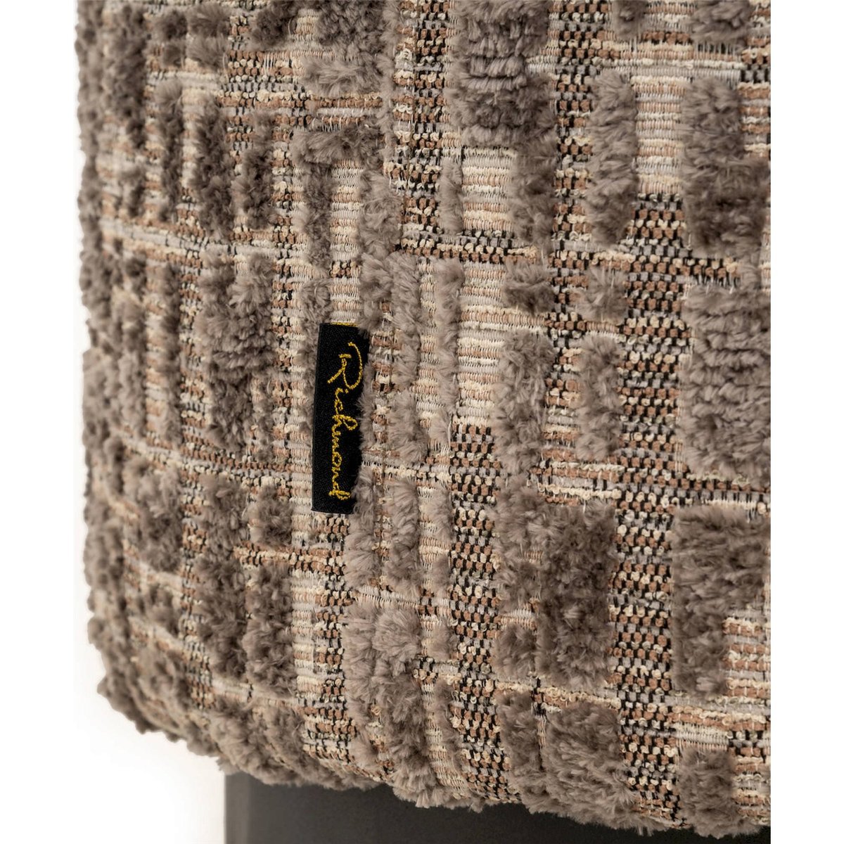 Pouf rond en polyester Dalia greige tissu dalia texturé, RECOLLECTION