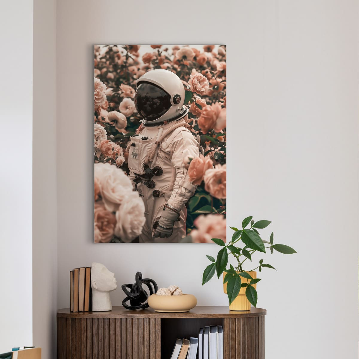 Tableau Mural Astronaute En Fleurs ILLUSION tableau en verre synthétique, CEANOTHE