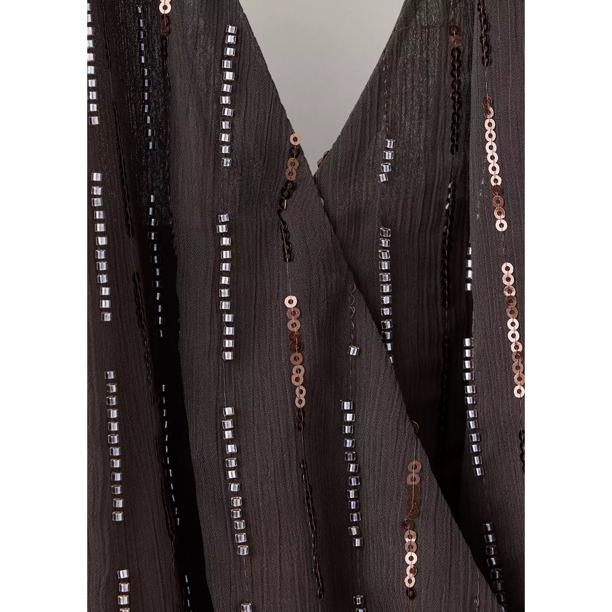 Top emmanchures américaines sequins marron, MANGO