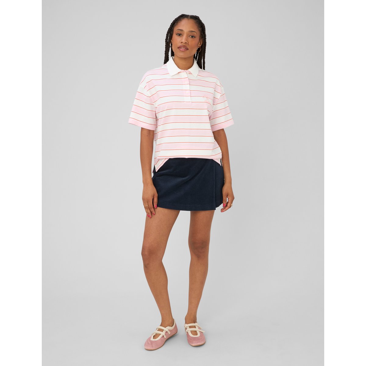 Polo rayé manches courtes multicolore, BZB