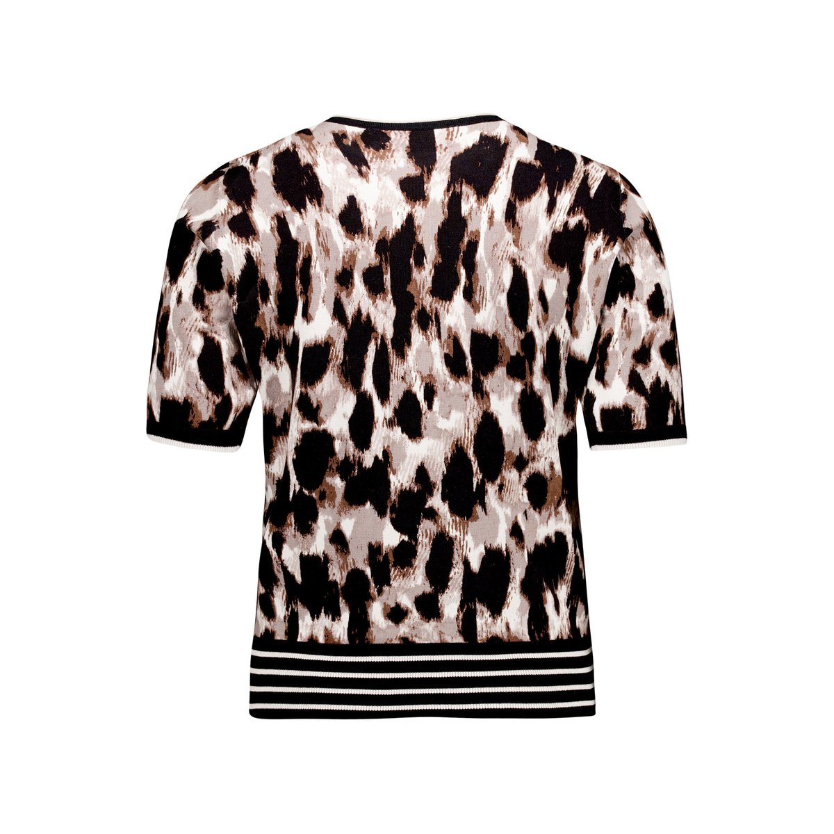 Pull-over en maille manches courtes beige/noir, BETTY BARCLAY