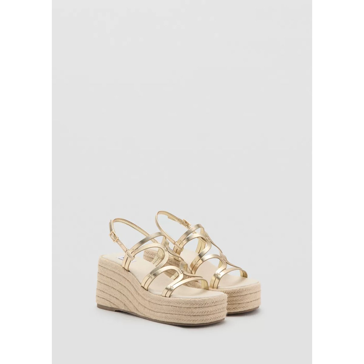 Sandale à plateforme avec brides métalliques or, MANGO TEEN