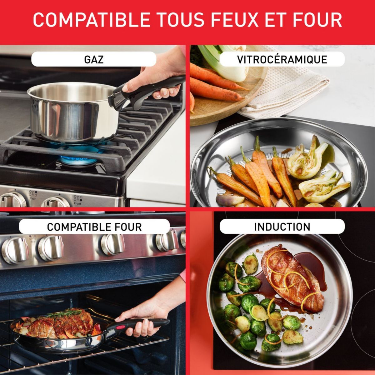 Batterie de cuisine Ingenio Cook Eat 15 pcs L881SF04 couleur unique, TEFAL