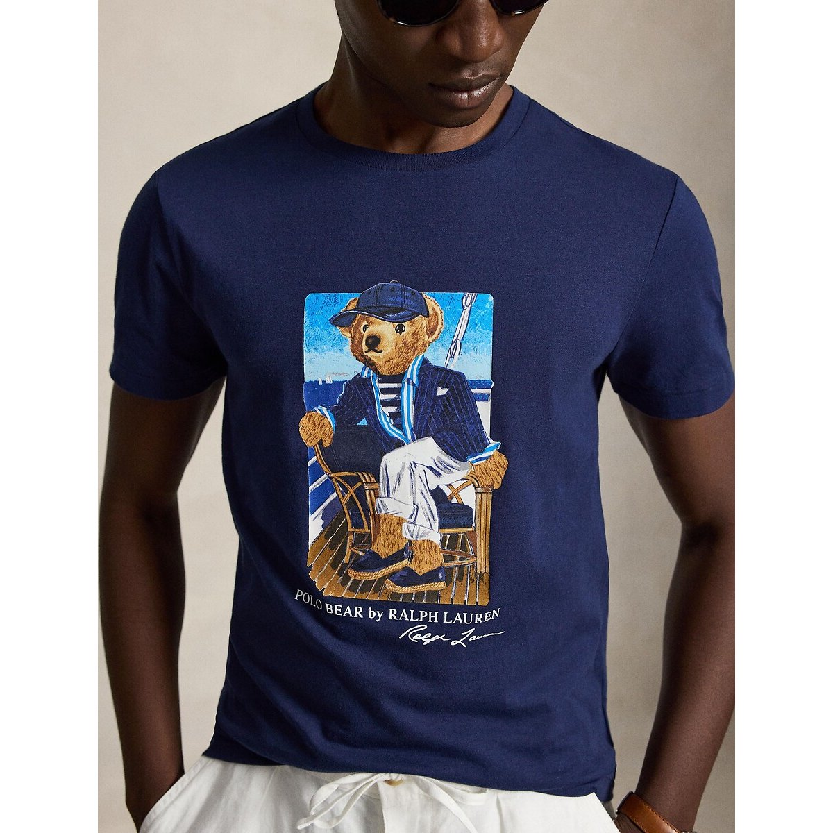 T-shirt de manga curta, BEAR, CUSTOM SLIM FIT marinho, POLO RALPH LAUREN