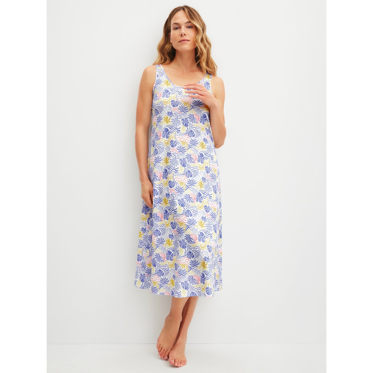 Chemise de nuit, longueur 125 cm sans manches Coton COASTAL DREAMS persian jewel, CALIDA