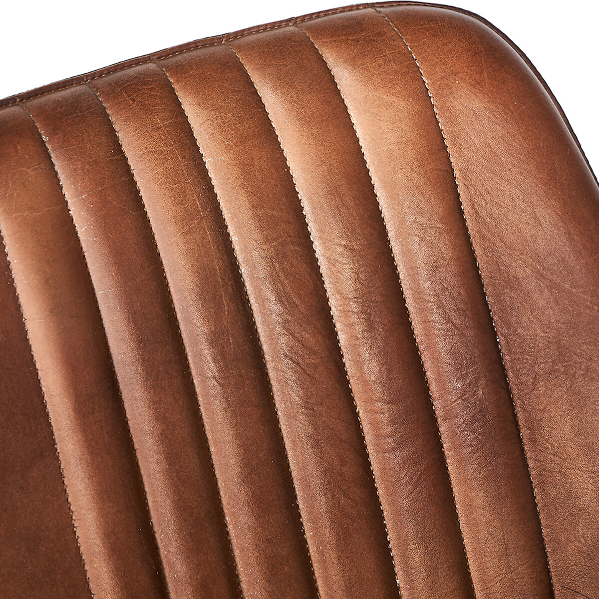 Retro Leather Stool with Iron Legs brown , SO'HOME