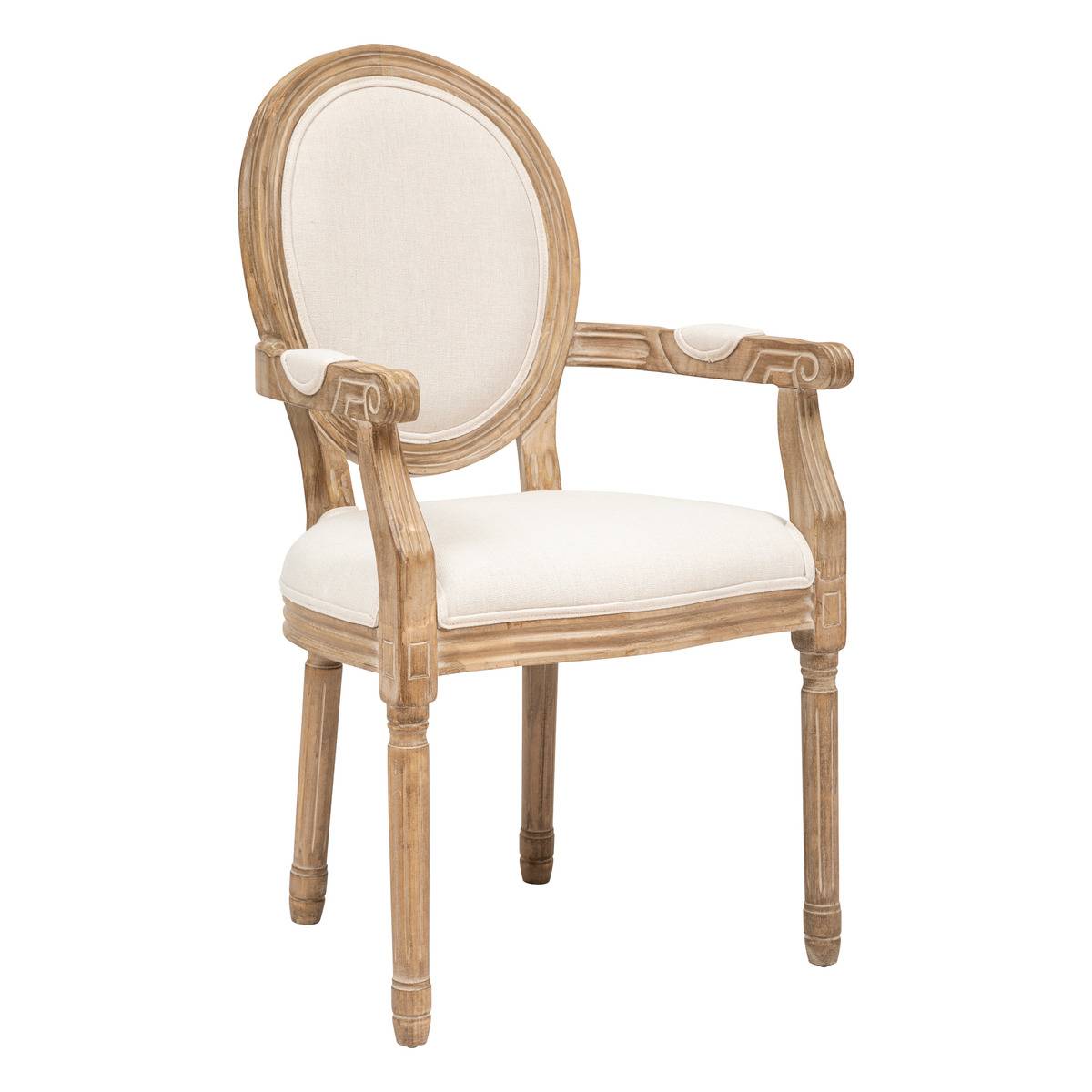 Chaise en cannage avec accoudoirs CLÉON beige lin, ATMOSPHERA