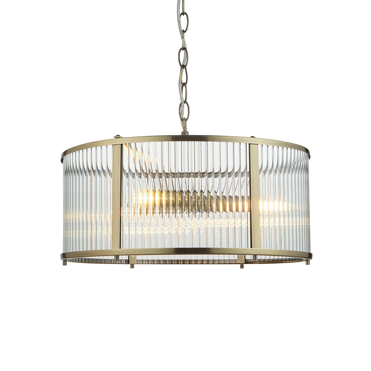 Risto 3-Light Ribbed Glass Pendant Light aged brass, SO'HOME
