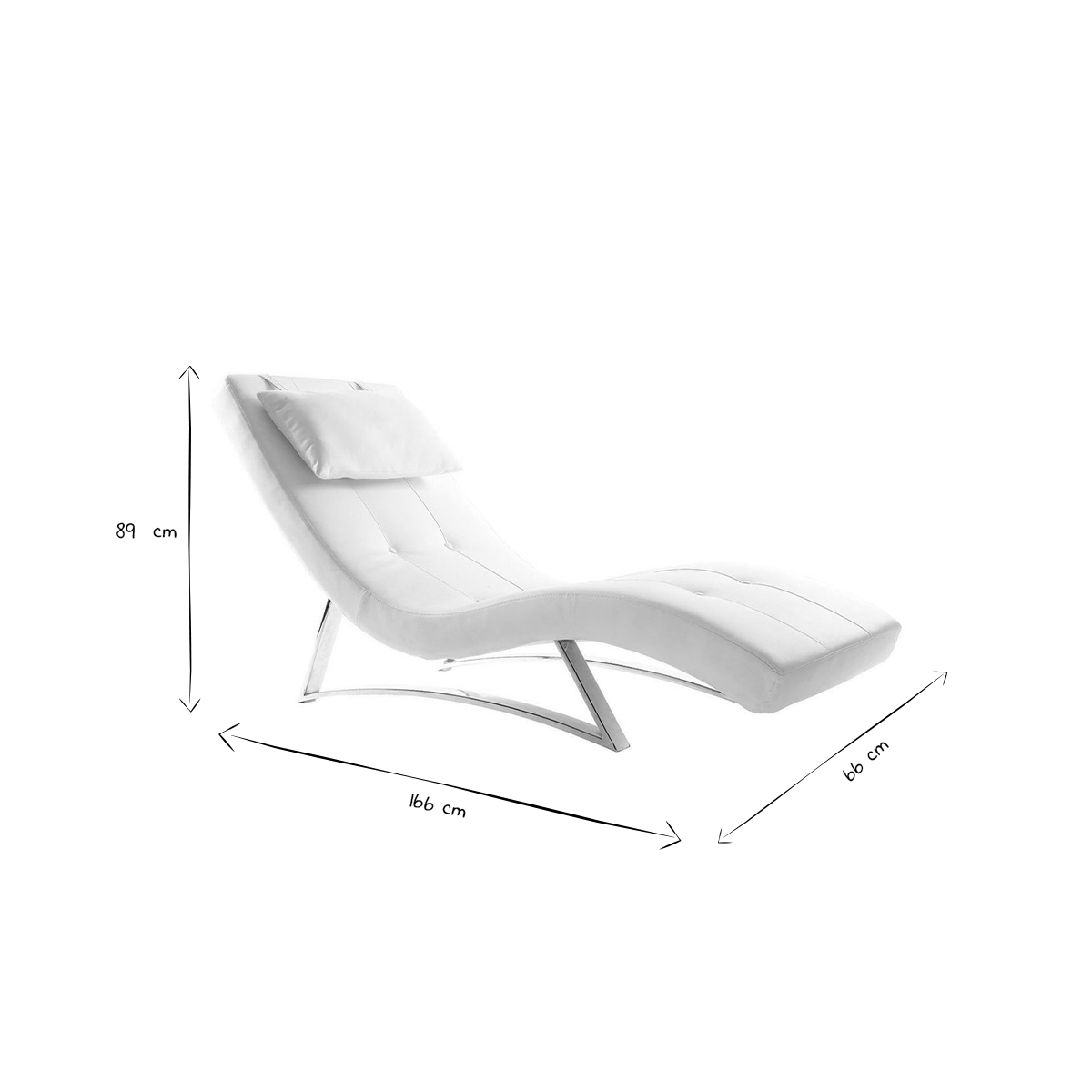 Chaise longue design MONACO blanc, MILIBOO