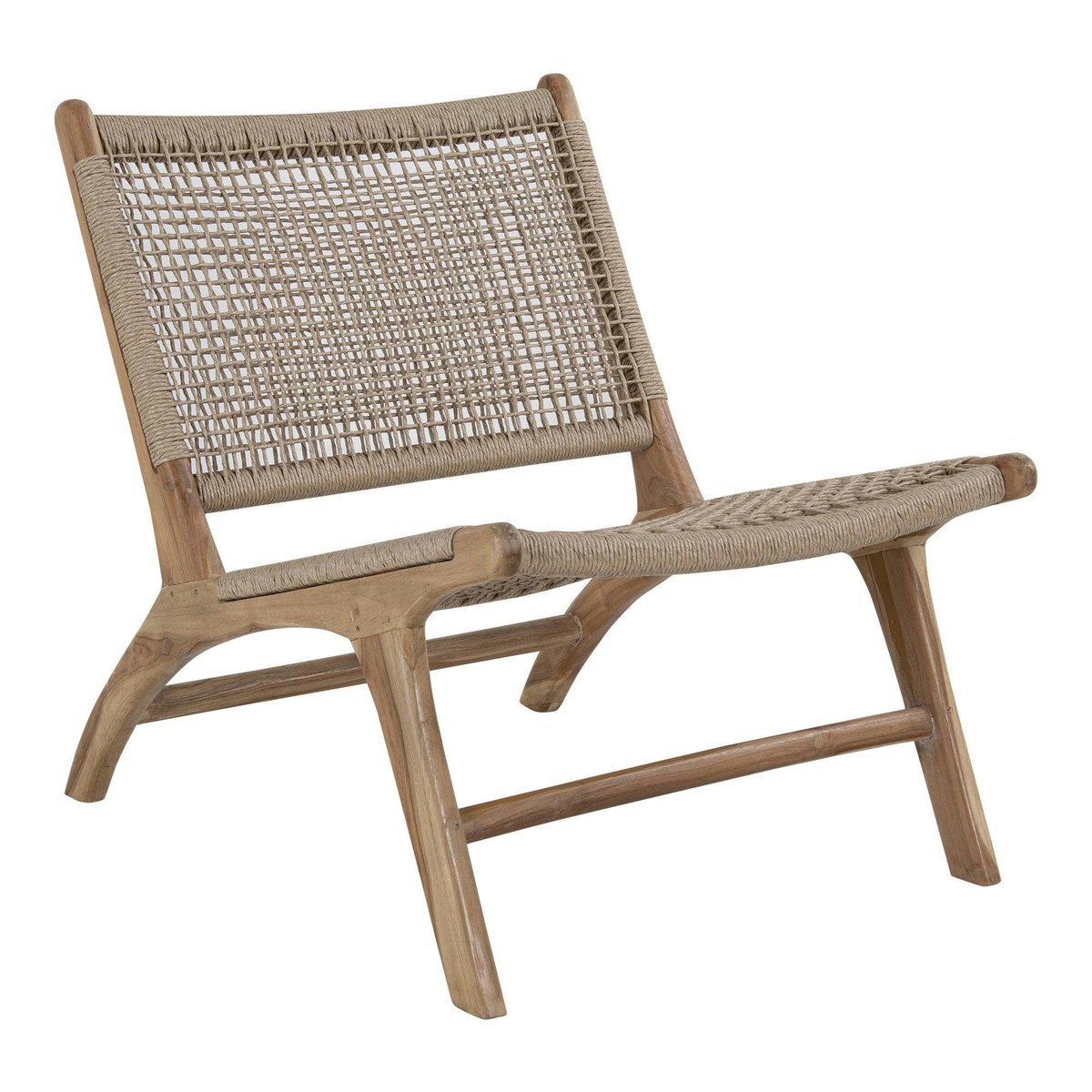 Chaise de jardin en teck avec assise en corde MENDOZA bois naturel, PIER IMPORT