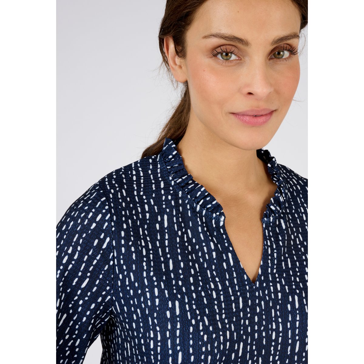 Top maille reliéfée imprimée bleu marine tachiste, DAMART
