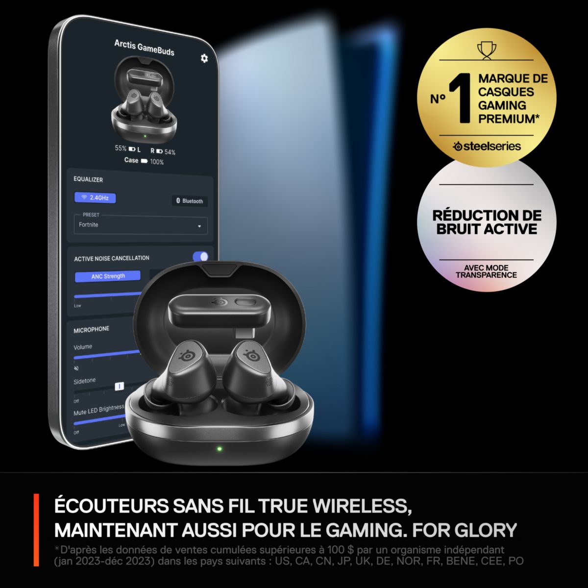 Casque gamer Arctis GameBuds Noir couleur unique, STEELSERIES