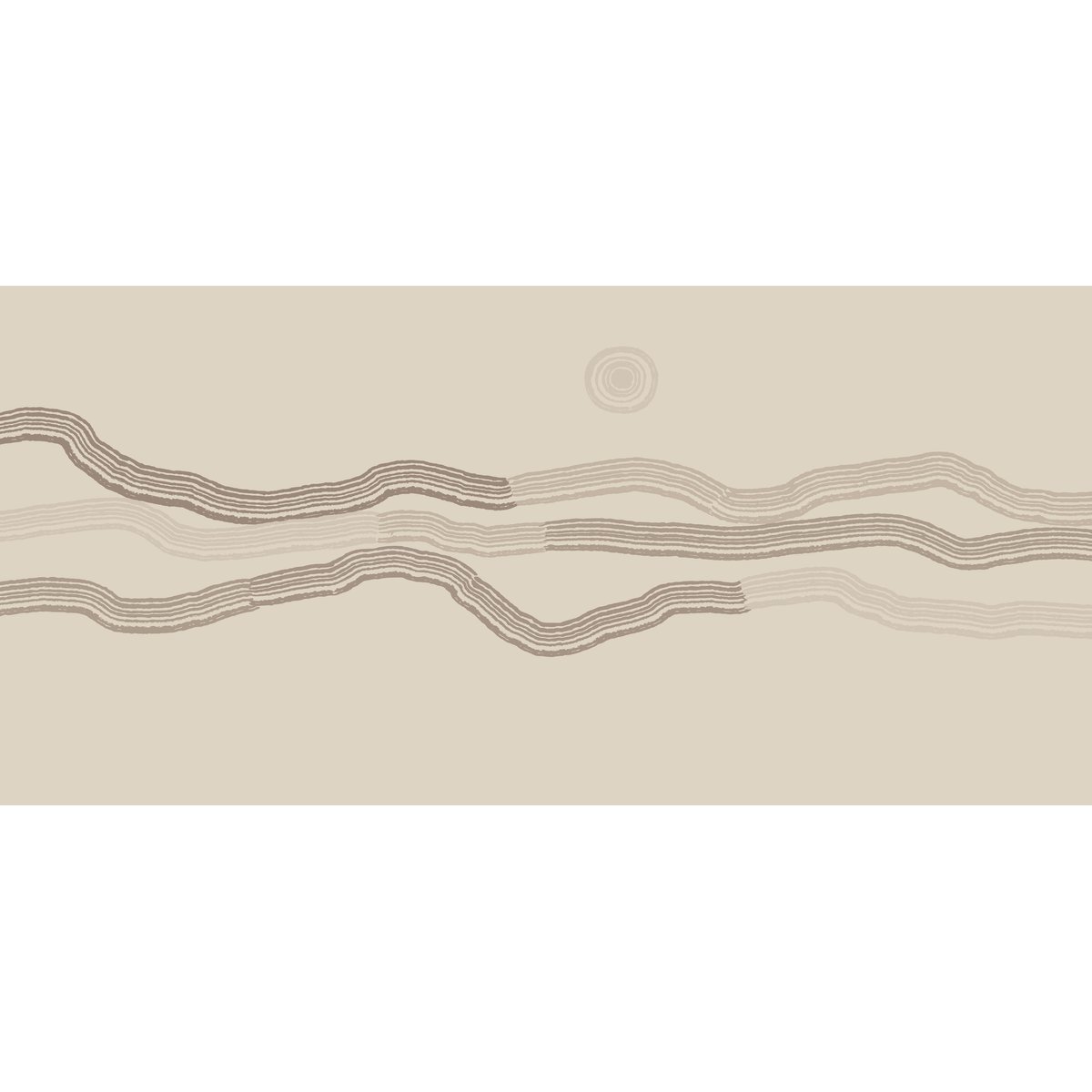 Papier peint panoramique Paysage graphique, Beige 150 x 250cm beige, ACTE DECO