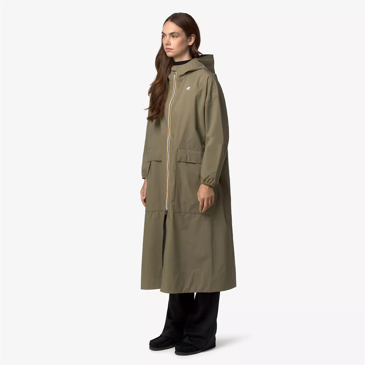 Parka longue à capuche, PERNILLA STRETCH DOT vert army, K-WAY