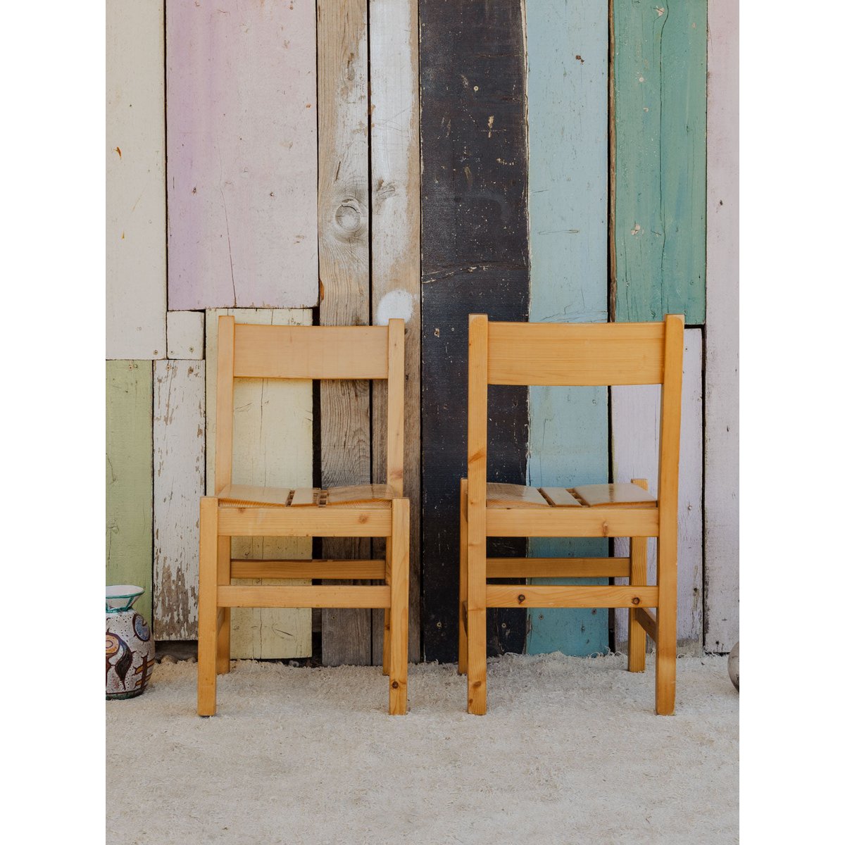 Lot de 4 chaises en bois Claude N°1389 - Bon état bois clair, DEBONGOUT