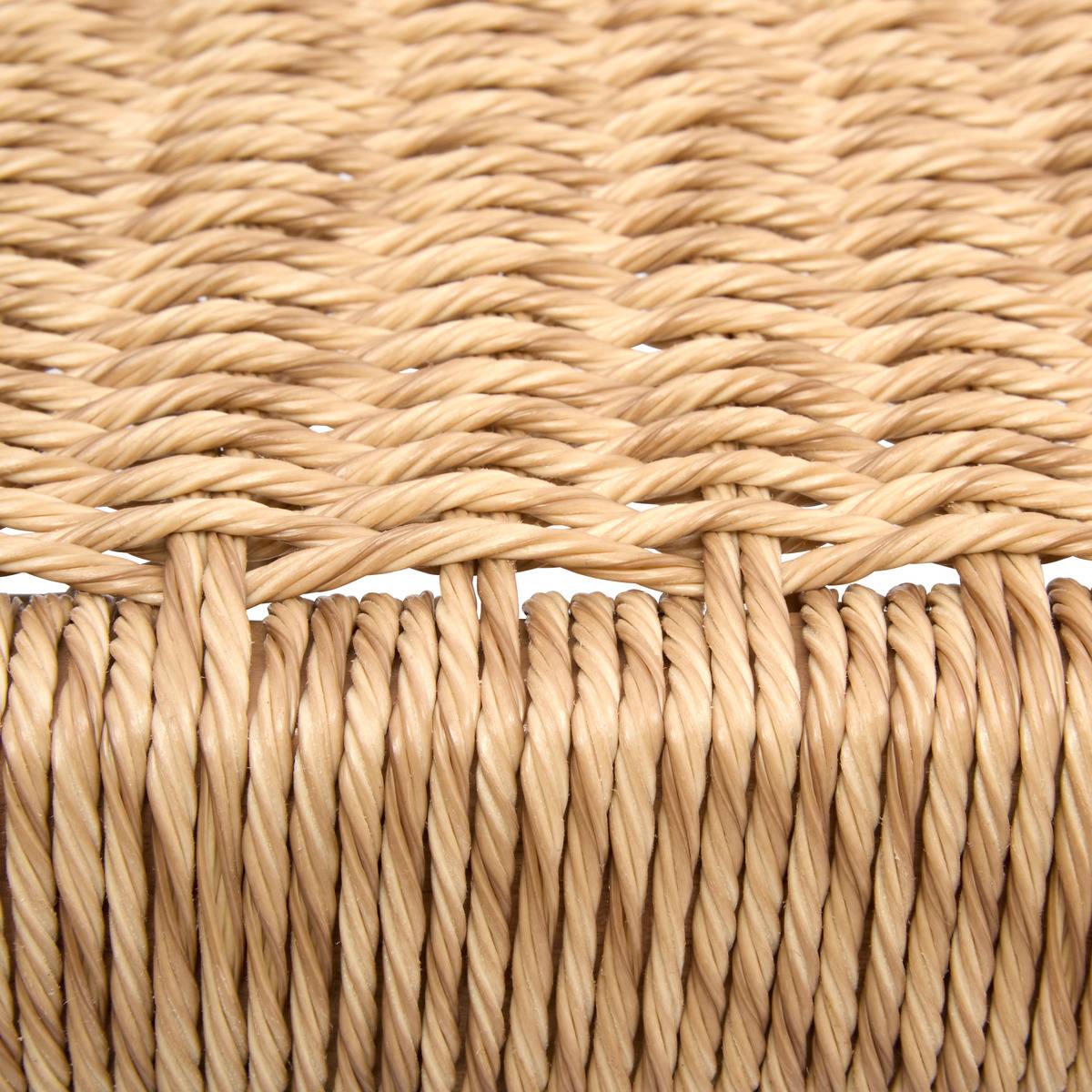 Banc de jardin 3 places en eucalyptus et résine tressée WOOKY beige, HESPERIDE